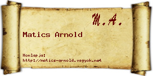 Matics Arnold névjegykártya